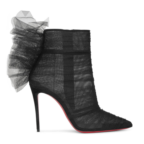 Christian Louboutin Libellibooty 100 Black Mesh Tulle Ankle Boot Heel Pump 36.5 - Picture 5 of 12